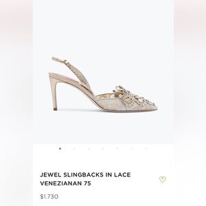 Rene Caovilla size 39 GREY JEWEL SLINGBACKS VENEZIANA 75mm